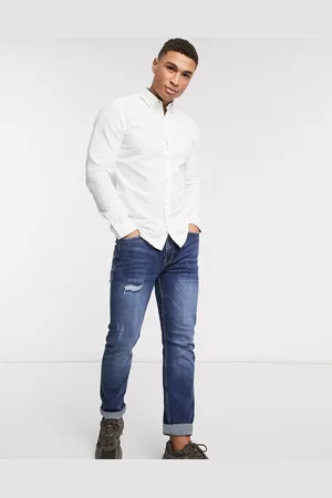 JACK & JONES Essentials slim fit linen mix shirt in