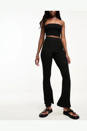 Night Addict Ribbed flared leggings in