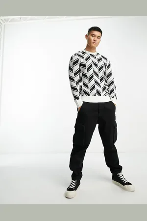 Devils Advocate Cross printed jumper in and white