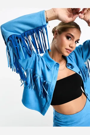 Something New X Flamefaire faux suede western tassel jacket co-ord in