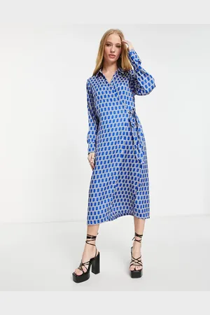 Object Printed satin wrap dress co-ord in