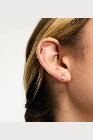 Kingsley Ryan Plated star with gem stud earrings
