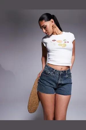 Princess Polly Mid rise denim shorts in washed