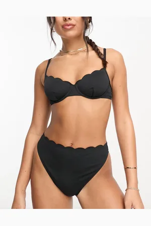 Hunkemöller Scallop high leg high waist bikini bottom in
