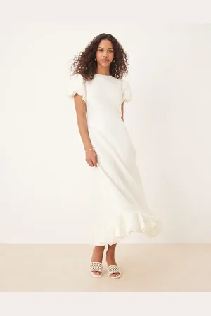 Sister Jane Puff sleeve bubble hem maxi dress in ivory