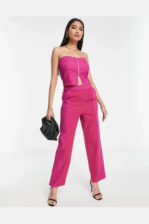 Lola May Straight leg trousers co-ord in berry pink
