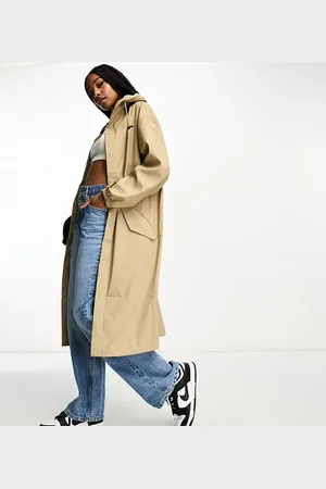 ASOS ASOS DESIGN Tall rubberised rain parka coat in stone