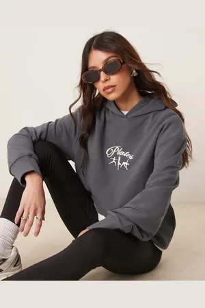 ASOS Pilates puff print hoodie in slate
