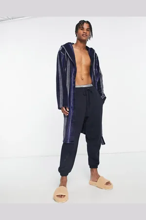 Loungeable Stripe hooded robe in
