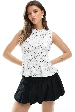 ASOS Cinch detail top in polka dot