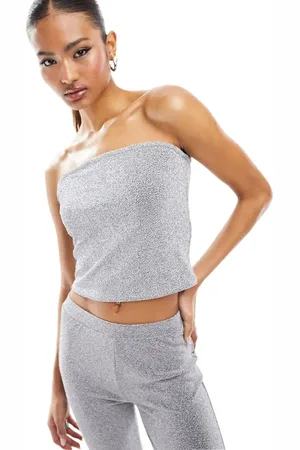 VILA Glitter bandeau top co-ord in
