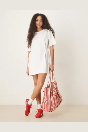 ASOS Tie side cinched waist shirt dress in