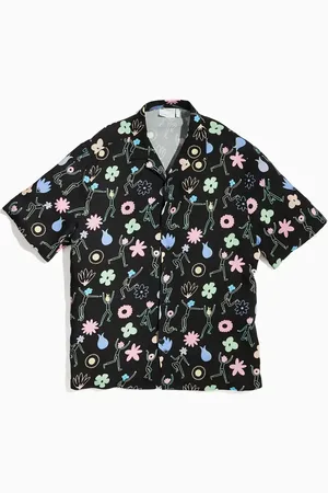 ASOS PRIDE genderless co-ord relaxed short sleeve revere shirt with print in black