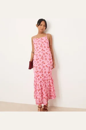 VILA Mesh square neck cami maxi dress in floral print