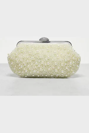 True Decadence Pearl clutch bag with frame top in off