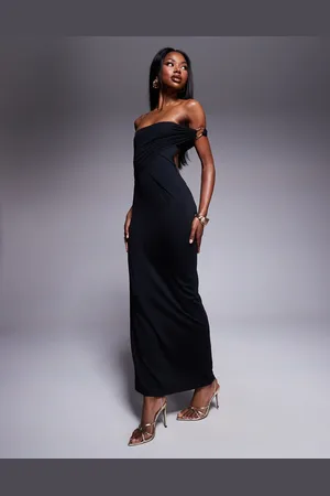 ASOS Cut detail bandeau maxi dress with gold hardware detail in