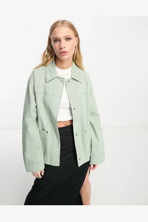 ASOS Lightweight cotton pocket shacket in washed sage