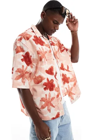 ASOS Boxy oversized revere shirt with floral print in