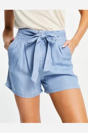 VERO MODA Tie waist shorts in light denim