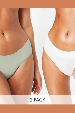 Greentreat 2 pack rib seam free brief in sage and white