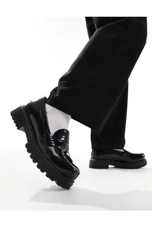 London Rebel Wide fit cleated sole chunky penny loafers in