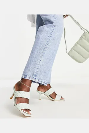 Office Madina stilletto mule heeled sandals in sage