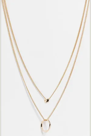ASOS Multirow necklace with twisted bead and hoop design in tone