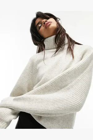 Topshop Knitted roll neck jumper in marl