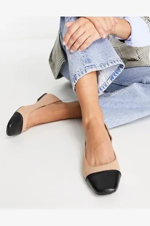 ASOS Locket square toe ballet flats in black and beige