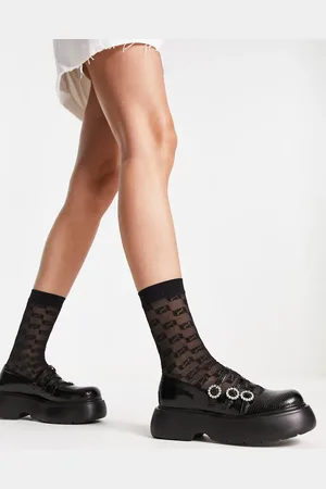 ASOS Missy chunky mary jane shoes with diamonte buckles in snake