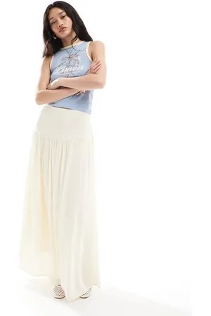 Stradivarius Drop waist midi skirt in