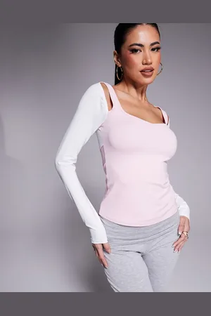 ASOS Arm warmer cut out sweetheart polyamide two in one top in baby