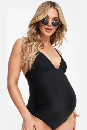The Frolic The Frolic exclusive Maternity dantan deep v neck tie back swimsuit in