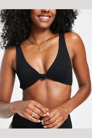 Topshop Crinkle knot front bikini top in