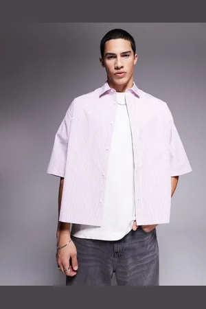 ASOS Boxy oversized shirt in and white stripe