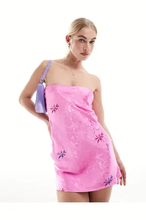 SNDYS Satin embroidered floral mini dress in