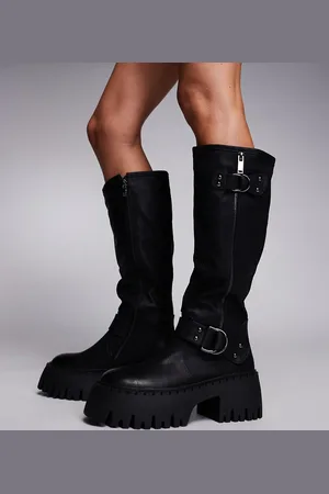 Simmi London Simmi London Wide Fit Harli Chunky Biker boot in