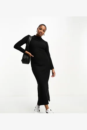 Pieces® Exclusive high neck knitted maxi dress in