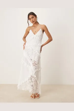 For Love & Lemons Rosalyn lace detail maxi dress in