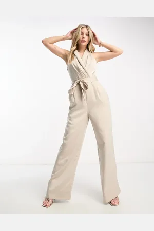 Forever New Sleeveless jumpsuit with belt in stone