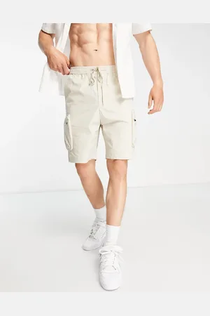 SELECTED Loose fit technical cargo shorts in beige