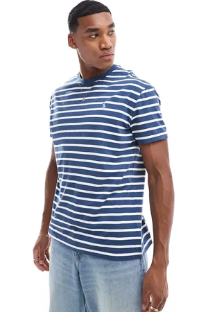 Ralph Lauren Icon logo stripe t-shirt in mid /white