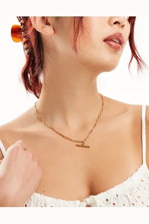 LOST SOULS Stainless steel t-bar pendant necklace in 18k plated