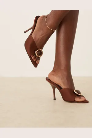 ASOS Noon high heeled mules with trim in