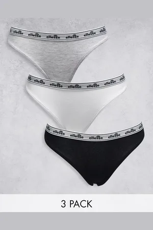 Ellesse 3 pack thongs in black white and