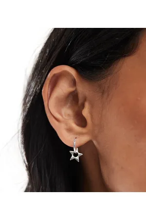 Kingsley Ryan Hoop earrings with star pendant in sterling