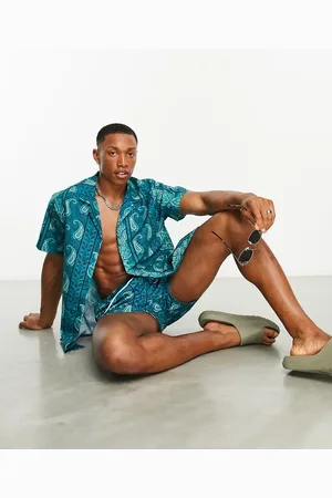 South Beach Shirt co ord in teal bandana print
