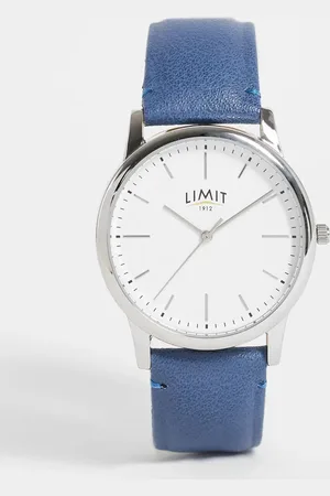Limit Unisex faux leather watch in blue with white dial