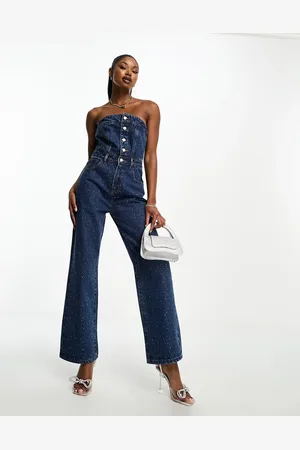 Rare Fashion London bandeau diamante wide leg jumpsuit in