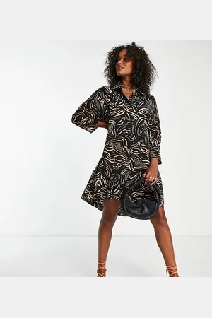 Urban Threads Oversized shirt dress in abstract animal